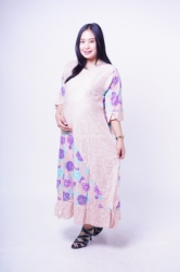 Baju Hamil Gamis Batik Motif Bunga Mawar Pastel   GMS 257 10  large